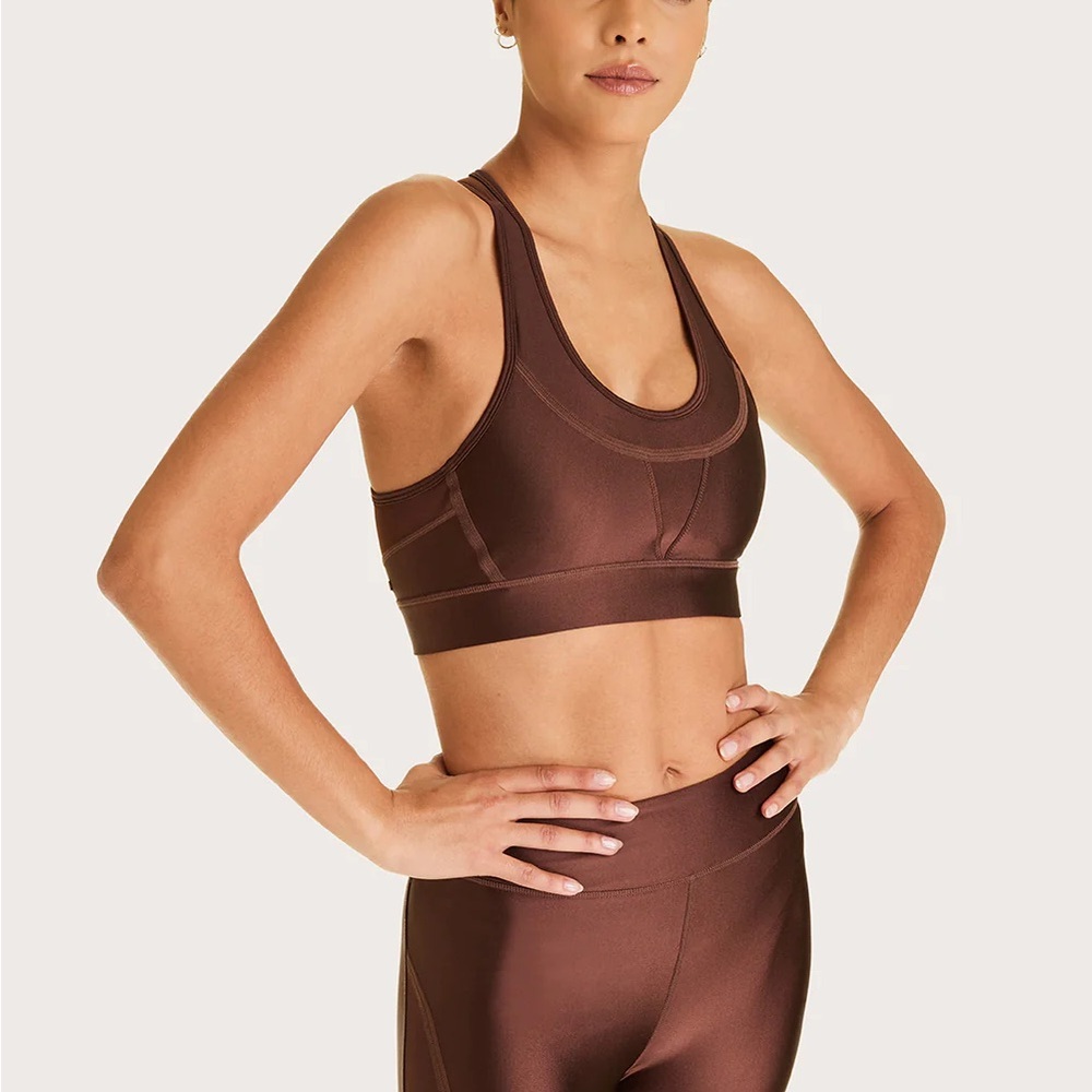 Alala Brown Racerback Sports Bra with Wide Supportive Band